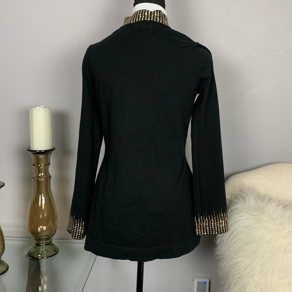 Boston Proper Gold Studs Embellished Black Tunic Top - Picture 4 of 8
